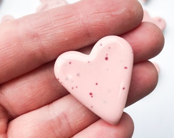 Small speckled pink ceramic heart magnet