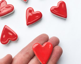 Small red ceramic heart magnet