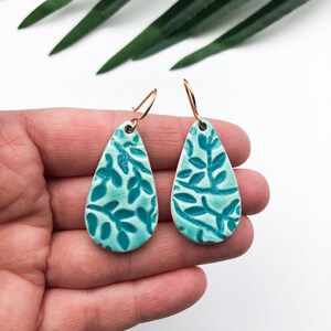 Turquoise green teardrop earrings