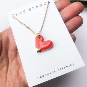 Strawberry Red Heart necklace on gold plated chain