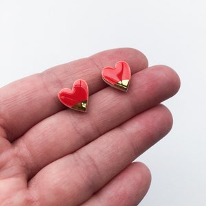 Strawberry red heart earrings on silver plated image 9