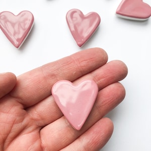 Small Rose pink ceramic heart magnet