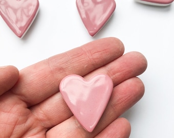 Small Rose pink ceramic heart magnet