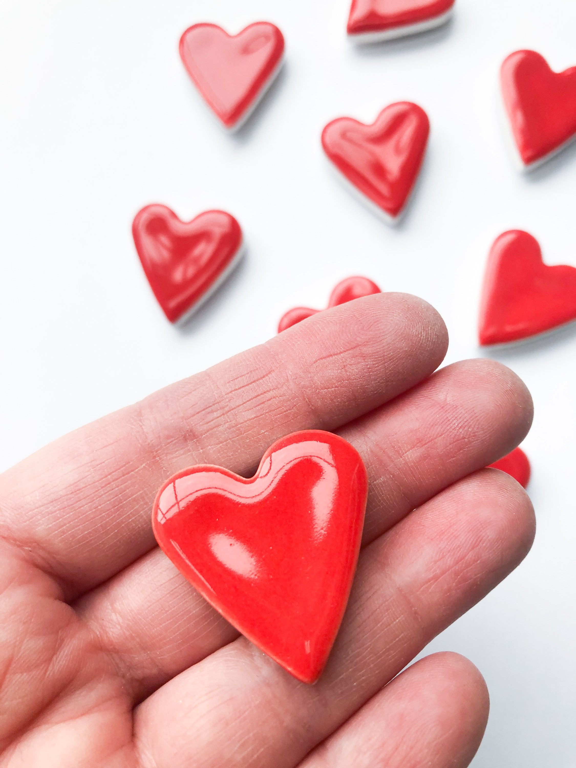 Small red ceramic heart Etsy