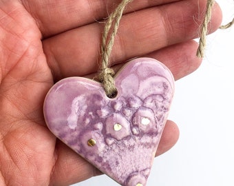 Porcelain Lavender heart gift tag, decoration