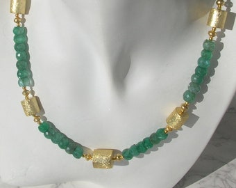 Shiny green "Emerald Necklace Silver Gold Plated