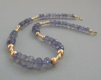 Tansanit 585 Gold Collier "Purple Blue Brillance" " Edelsteinschmuck