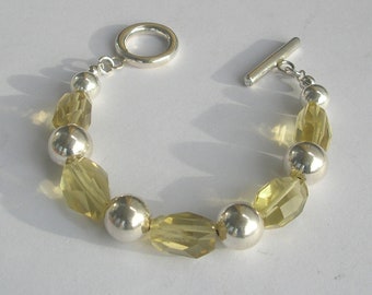 Silver Earth Olive Nuggets" Lemon Citrin Silber Armband