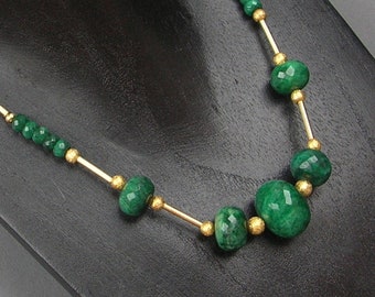 Nature Spirit" Emerald Necklace Silver Gold Plated