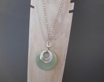 Crazy Green Silver" Long Serpentine Silver Chain