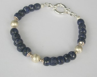 Blue Dark Night" Sapphire Bracelet, Silver