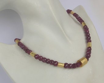 Dark Red Gold" Ruby Collier Silver Plated