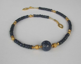 Blue Earth Night Heaven" sapphire necklace silver gold plated