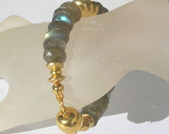 Labradorite Silver Bracelet "Amazing Shiny Star" Gemstone Jewelry