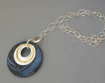 Crazy Black Silver" Long Onyx Silver Necklace