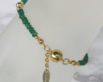 Nature Spirit "Emerald Bracelet, Silver gold plated