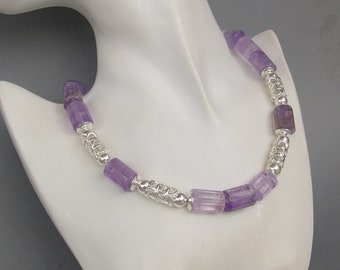 Amethyst Silber Collier "Light Purple Crystal"