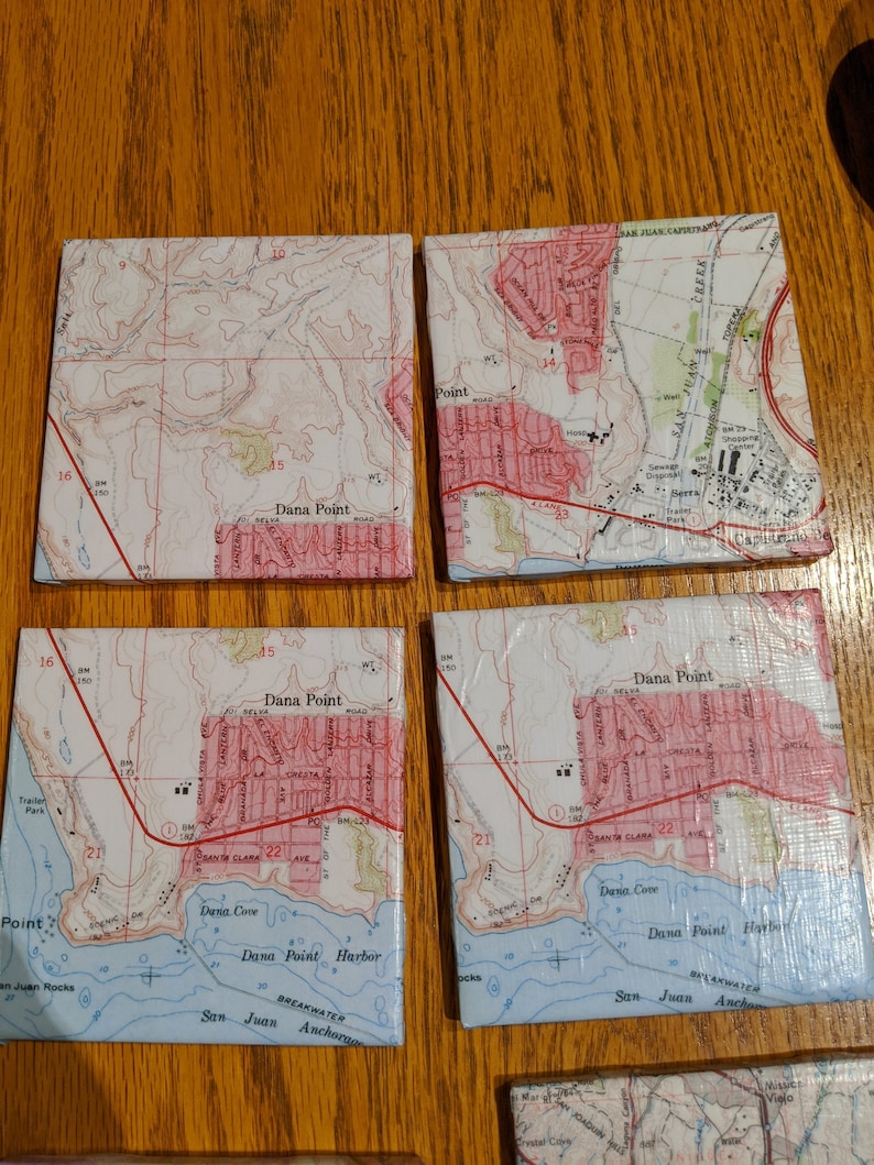 Each 4 Square Set of 4 Custom Map Coasters