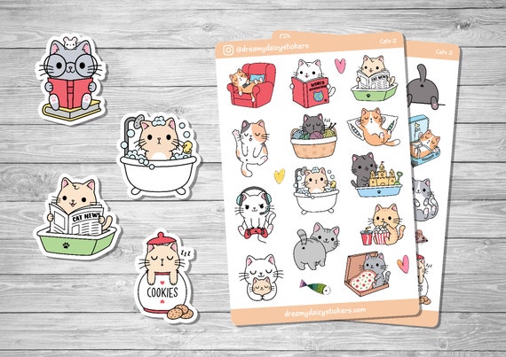Made some precut reading journal stickers with these adorable cats in