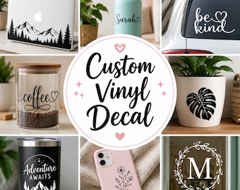 Custom Vinyl Decal, Custom Vinyl Sticker, Laptop Stickers, Phone Stickers, Mirror Decal, Mug Decal, Laptop Decal, Phone Decal, Wedding Decal