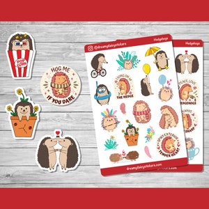 Hedgehog Stickers, Cute Hedgehogs, Planner Stickers, Journal Stickers, Laptop Stickers, Phone Stickers, Scrapbook Stickers, Cute Stickers