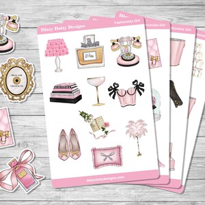 42 Fashionista Girl Stickers, Glamour Girl Stickers, French Fashion ...