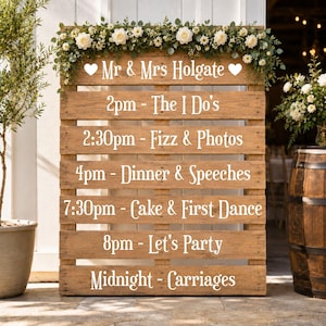 VINYL DECAL for Wooden Pallet Wedding Sign, Order of the Day Decal, Custom Wedding Decal, Custom Crate Decal, DIY Wedding Welcome Sign