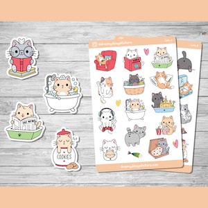Cute Cat Stickers, Cat Lover Stickers, Journal Stickers, Planner Stickers, Laptop Stickers, Phone Stickers, Funny Cat Stickers, Style 2