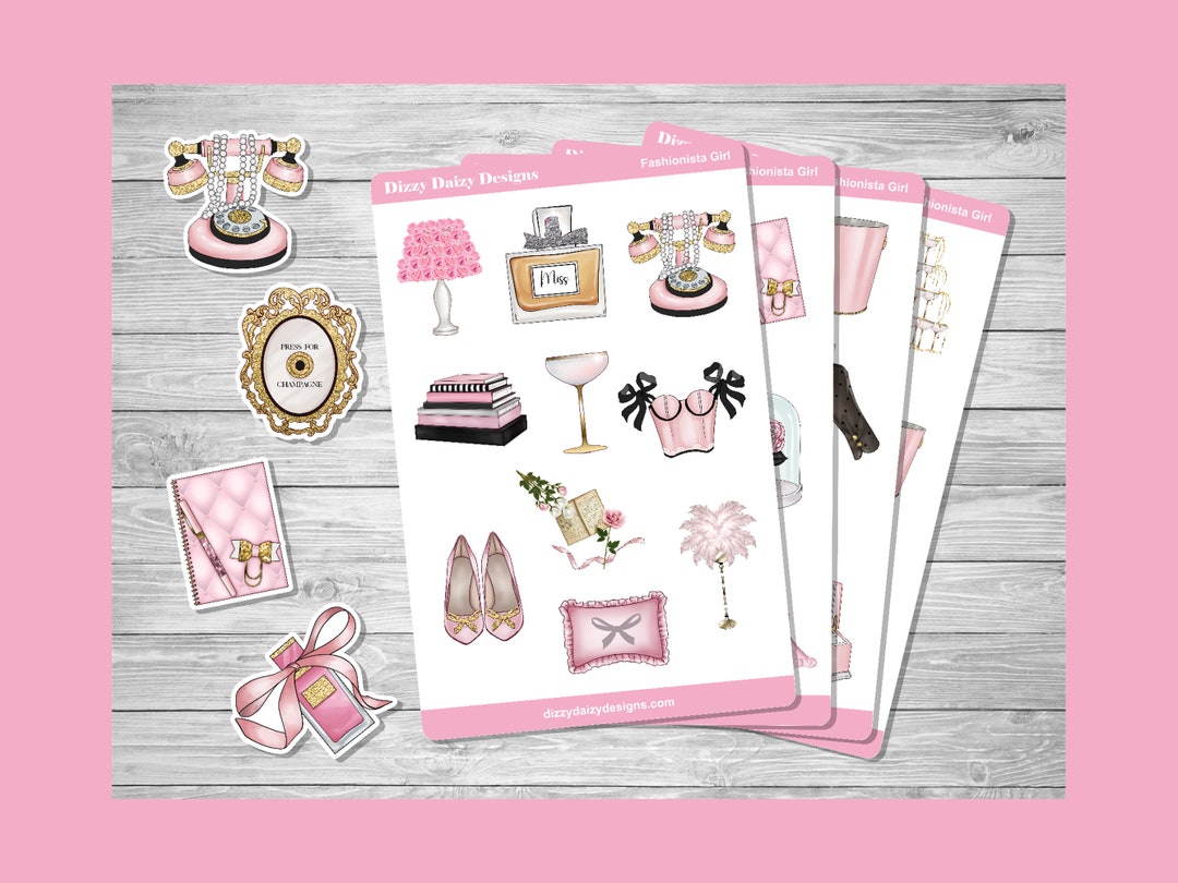 42 Fashionista Girl Stickers, Glamour Girl Stickers, French Fashion ...