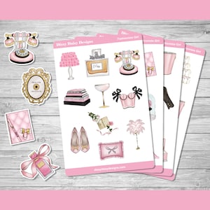 Fashionista Girl Stickers, Glamour Girl Stickers, French Fashion, Planner Stickers, Laptop Stickers, Phone Stickers, Scrapbook Stickers
