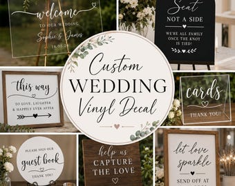 Custom Wedding Vinyl Decal, DIY Welcome Sign, Welcome Sign Decal, Mirror Decal, Personalised Wedding Decal, diy Wedding Sign