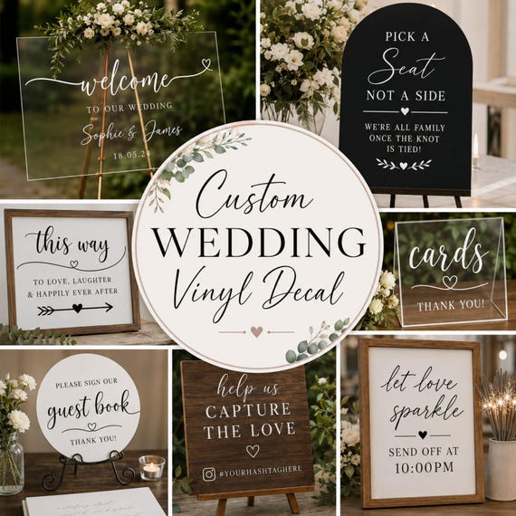 Custom Wedding Vinyl Decal, DIY Welcome Sign, Welcome Sign Decal, Mirror Decal, Personalised Wedding Decal, diy Wedding Sign