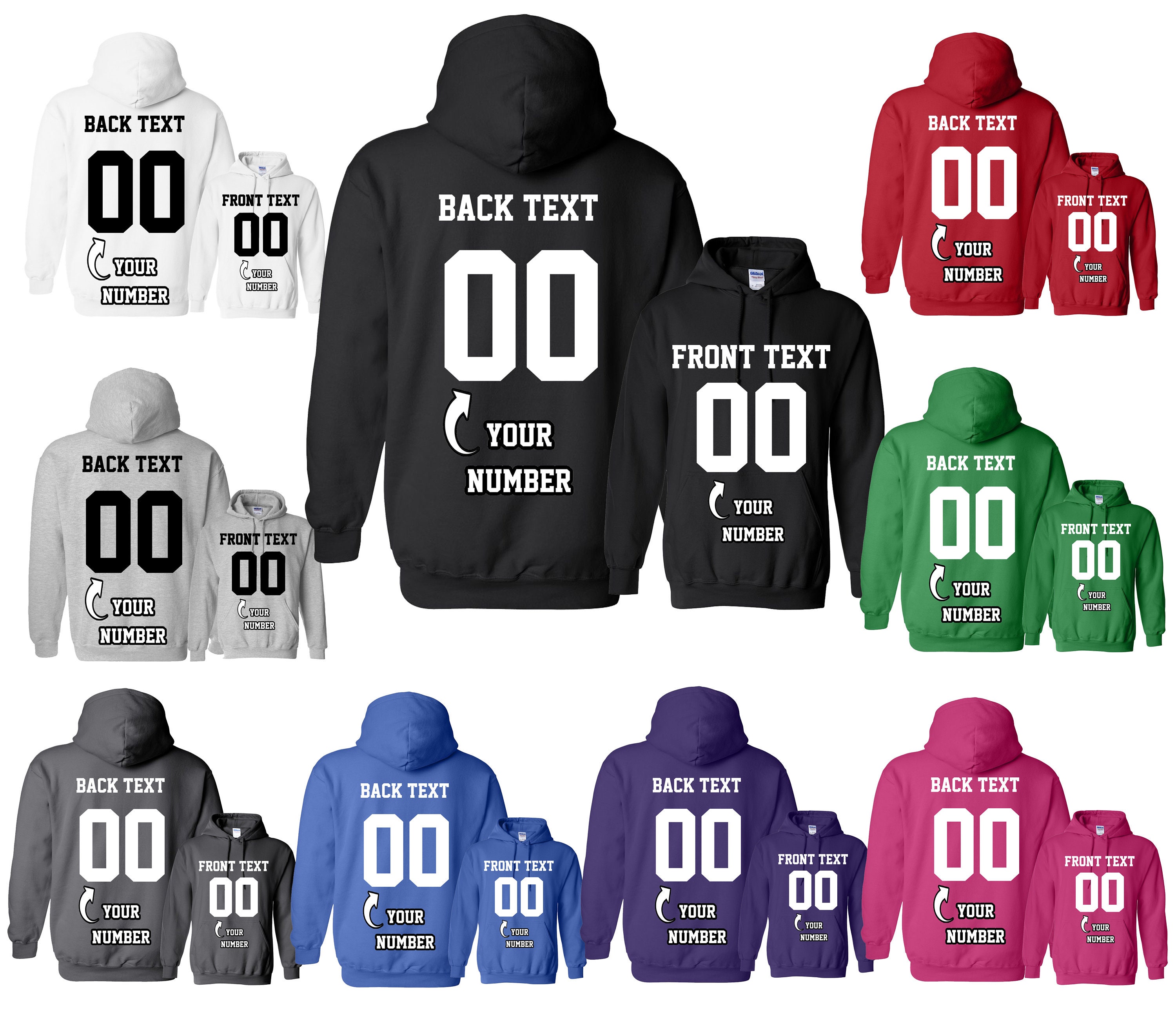 Custom Hoodies University Team Sweatshirt Personalize Your Team Name Number  & Name, Football Fans Women Men Youth S-5XL