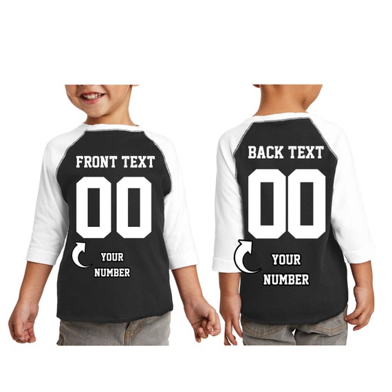 Front Number Back Name /& Number 0002 Custom Youth Raglan Baseball T-shirt