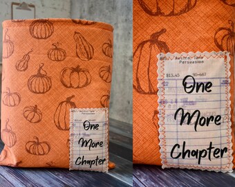 Book Sleeve- Orange Pumpkins- e-reader sleeve- book pouch- fabric book sleeve- iPad holder- Kindle holder-