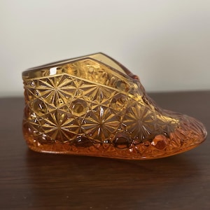 Fenton Amber Glass Slipper Shoe