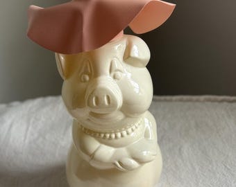Vintage Avon Stylish Lady Pig Lotion or Soap Dispenser, 1980's
