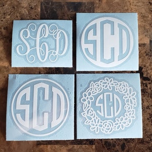 Personalized Monogram Initial Decal, Permanent Vinyl Stickers