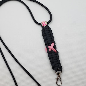 Breast Cancer Lanyard, Key Holder Lanyard, Badge Holder, Breast Cancer Awareness, Pink Ribbon, Paracord, Gift for Her, Lanyard