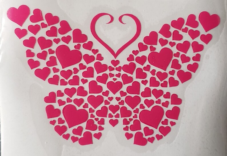 Butterfly Heart Decal Butterfly Made of Hearts Butterfly Etsy