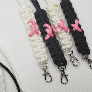 Breast Cancer Lanyard, Badge Holder, Key Holder, Breast Cancer, Lanyard, Paracord, Gift for Her, Paracord Lanyard, Cancer Sucks