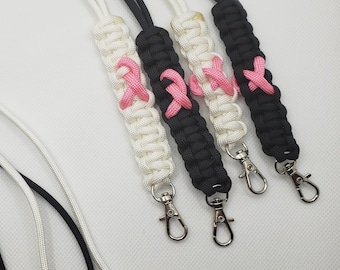 Breast Cancer Awareness Paracord Lanyard with Pink Ribbon