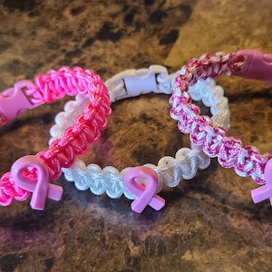 Breast Cancer Awareness Bracelet, Breast Cancer, Cancer Bracelet, Pink, Paracord, Gift for Her