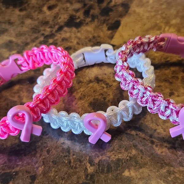 Breast Cancer Awareness Bracelet, Breast Cancer, Cancer Bracelet, Pink, Paracord, Gift for Her