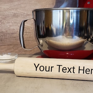 Personalized Rolling Pin, Custom Rolling Pin, Laser Engraved Rolling Pin, Gift for Her, Gift for Mom, Rolling Pin, Custom Baking Gift, Gift