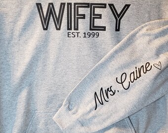 Personalized Established Name Shirt, Custom Sleeve, Trendy Mom Grandma Gift