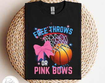 Basketball Gender Reveal Theme, Free throw or pink bow baby shower decorations, He or She Basketball baby shower theme.