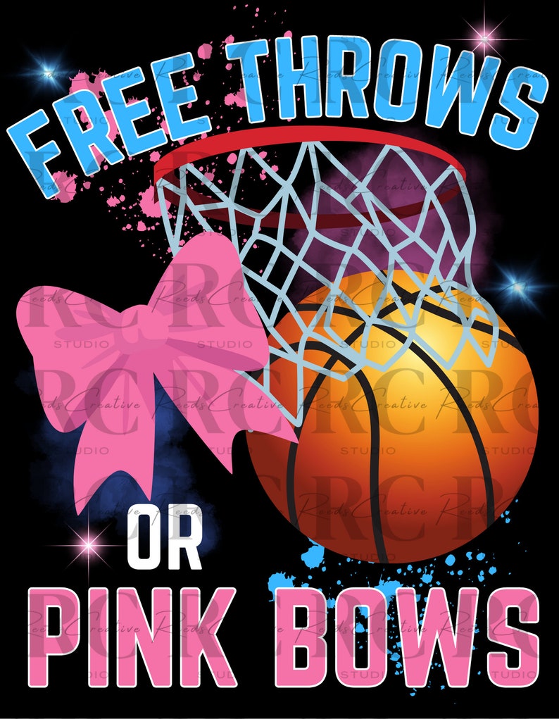Free Throws or Pink Bows Gender Reveal Png Babyshower, Basketball, Pink