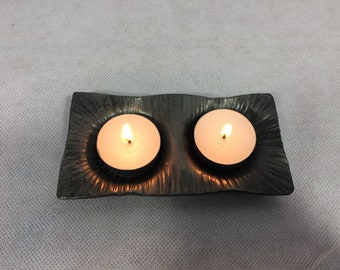 Blacksmith Made, Hand Forged, Textured, Double,  Tea Light Holder, Table Decoration, Modern Rustic,