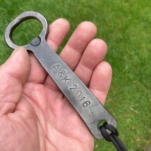 Hand Forged, Personalised, Anniversary, Birthday, Stocking Filler, Groom Gift, Bottle Opener image 2